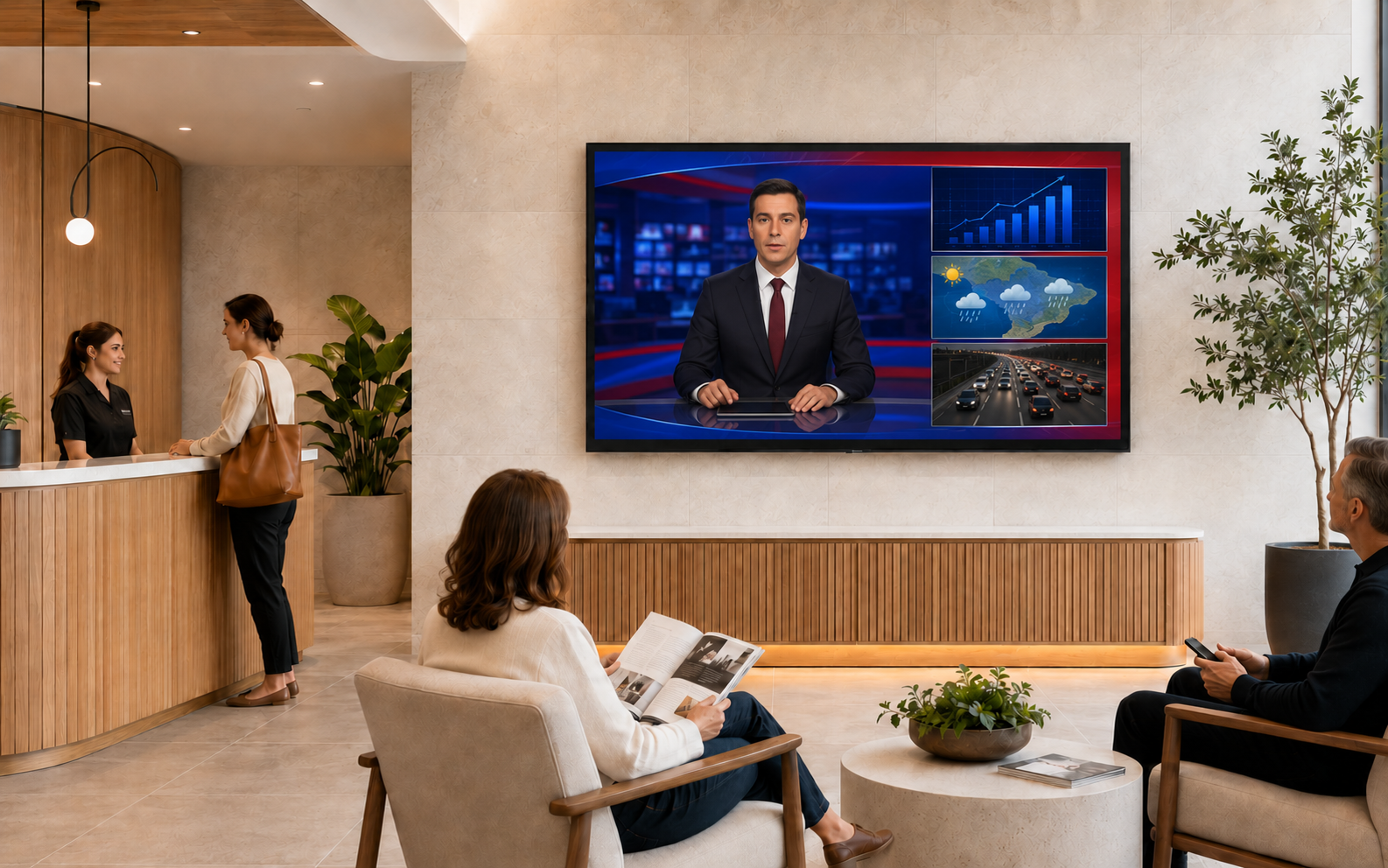 A mesma recepção exibindo conteúdo de TV aberta